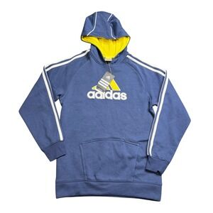 Adidas Pullover Hoodie Sweatshirt Youth Boys Large Blue Yellow Logo P54204
